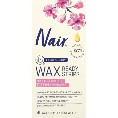 Strisce depilatorie Nair per gambe e corpo, colore Orchidea e Ciliegia, 40 pezzi