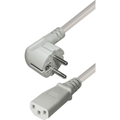 Power cable cee 7/7 plug, angled - iec 320 c13 jack, 2.0 m, h05vv-f 3x 0.75mm², 2.0 m, h05vv-f 3x 0.75mm². (1/2)