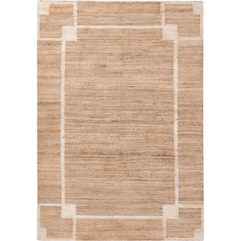 Area Rug Light Beige Jute 160 x 230 cm with Pattern Rectangular Woven Rustic Style Living Room Bedroom GONDIA (1/5)