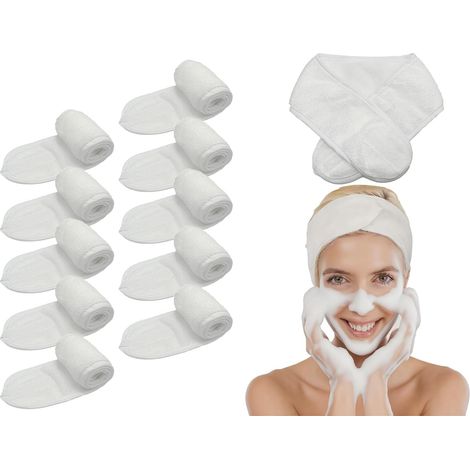 10 Pack White Spa Face Headbands Microfiber Headbands for Skincare, Salon (1/5)