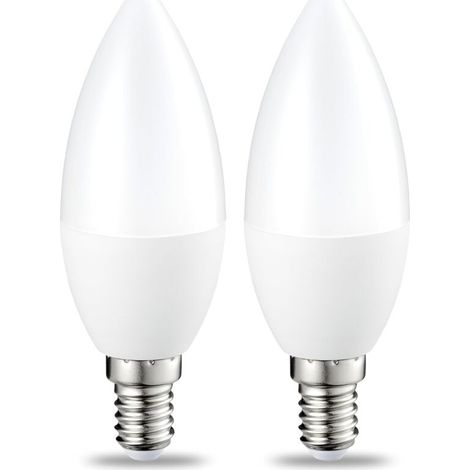 Lot de 2 petites ampoules LED en forme de flamme Culot Edison à vis E14 5 W (équivalent 40 W) Blanc chaud Intensité non variable