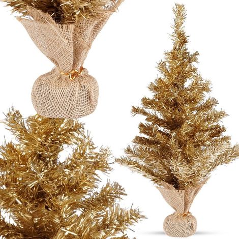 Albero di Natale artificiale dorato, decorativo, in juta, 60 cm (1/5)