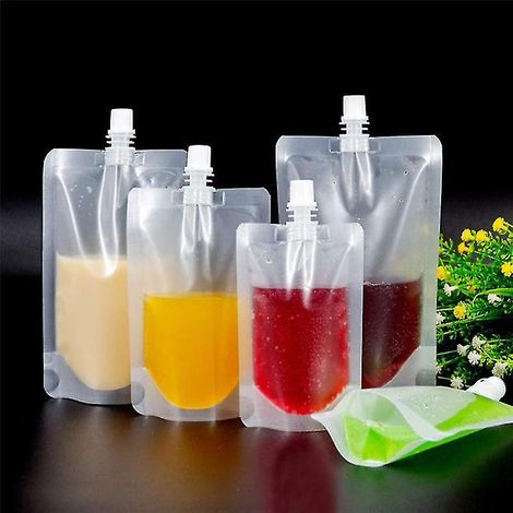 Lot de 50 sachets de 200 ml avec bec verseur, étanches et résistants aux fuites, pour boissons (jus, lait, etc.). (1/5)