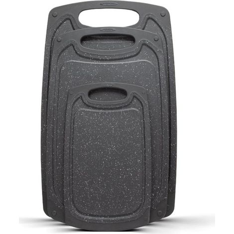 Set de 3 planches à découper en plastique – Noires – Poignées antidérapantes – Lave-vaisselle – Sans BPA