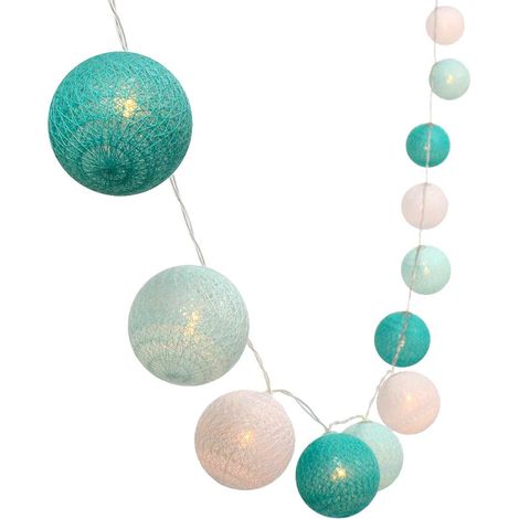 Guirlande lumineuse solaire boules de coton 10 ampoules LED blanc chaud PASTEL SOLAR 3.80m (1/4)