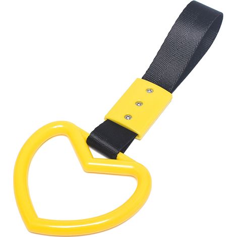 Poignée de porte en plastique en forme de cœur, robuste, universelle, anneau de remorquage décoratif jaune pour pare-chocs arrière (1/5)