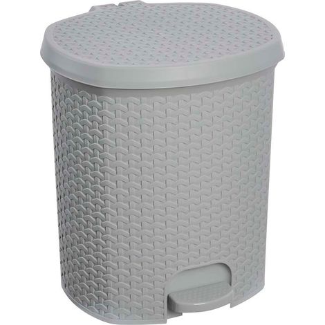 Cubo de basura / papelera polivalente, con tapa, diseÃ±o rattÃ¡n, capacidad 21L, tamaÃ±o 33,5x34,5x39,2 color gris nÃ³rdico
