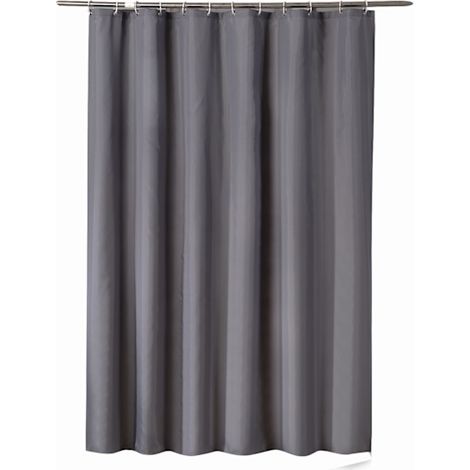 Rideau de douche gris foncé, 80 cm de large x 180 cm de long, doublure imperméable, avec anneaux en plastique. (1/5)