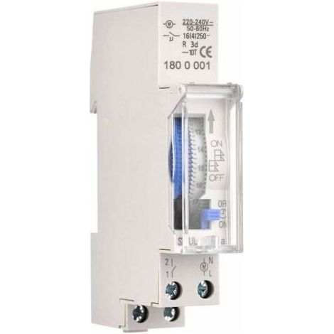 Horloge, sonnerie et minuterie pour tableau électrique Minuterie mécanique 24 heures, minuterie minimum de 15 minutes, montage sur rail, batterie intégrée, Sul180A AC220 - 240 V, gris - Sul180A AC220 (1/3)