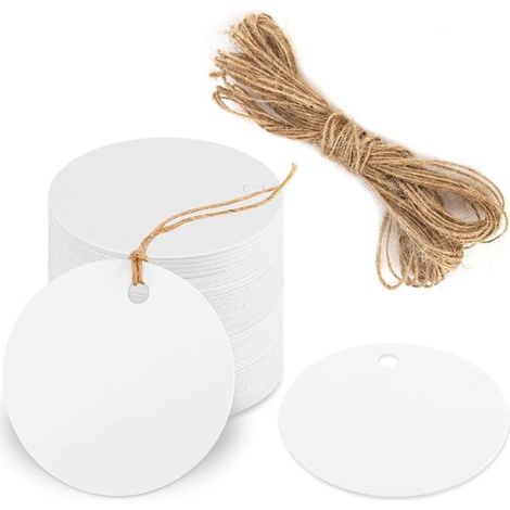 Etichette regalo in carta kraft bianca, decorazioni regalo, resistenti 350 Mobile, 50 pezzi, bianco (1/5)