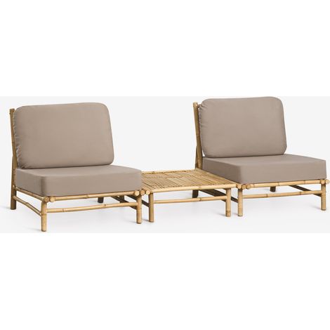 Set da giardino con 2 poltrone e tavolino quadrato 75x75 cm in bambù Isendra SKLUM (1/5)