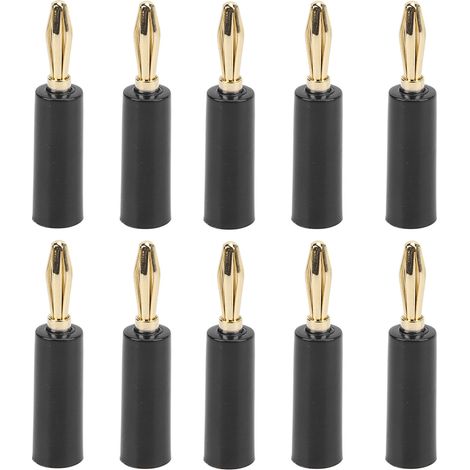10 fiches bananes, connecteur Jack Audio 4mm, sans soudure, tête à Six lames pour équipement électronique industriel, noir (1/5)