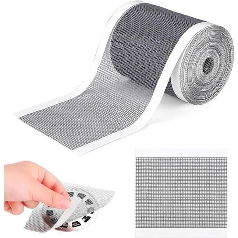 Filtre douche anti-cheveux 10 x 10 cm, grille pour siphon autocollante avec pelle de nettoyage, accessoire de salle de bain pour retenir les cheveux et éviter les bouchons (1/5)