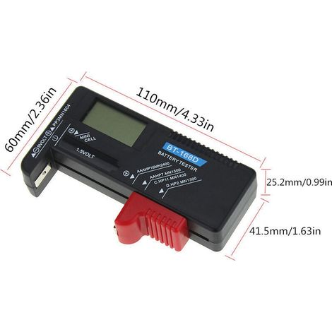 BT-168D Testeur de batterie numérique Volt Checker 9V Testeur, Pile bouton rechargeable AAA 1,5V AAA AA CD Test de batterie universel, BR-Life (1/5)
