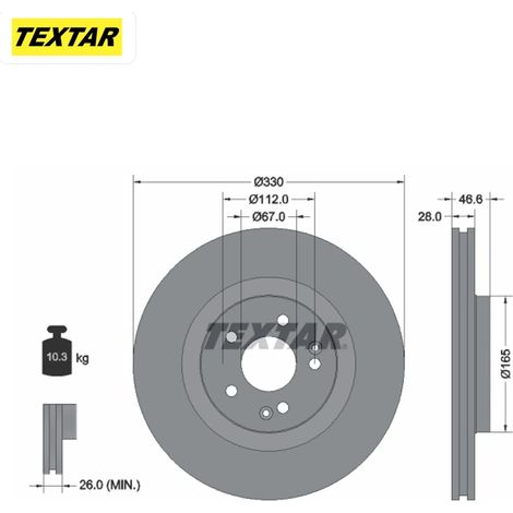 Lot de 2 Disques de frein Textar 92151005 MERCEDES-BENZ 2034210412 A2034210412