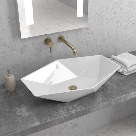 Lavabo da appoggio 64cm esagonale bianco  Litos-K64 kamalu