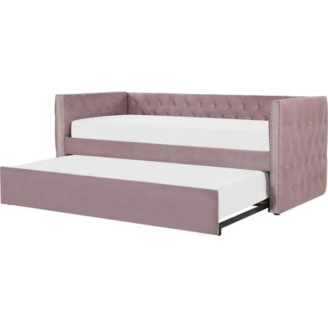 Trundle Bed Velvet GASSIN 90 x 200 cm (EU Single) Pink