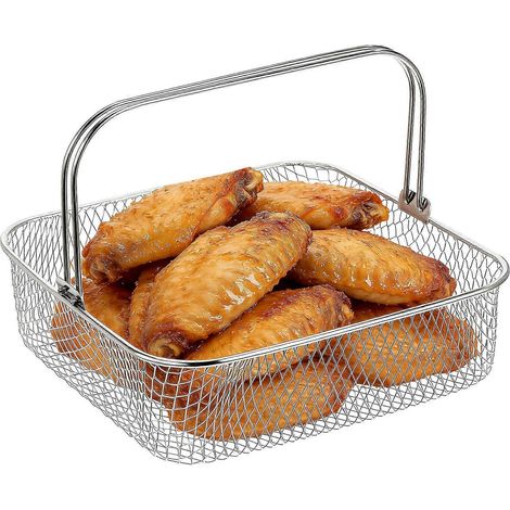 Panier carré pour friteuse à air chaud, panier en métal pour friteuse à air chaud avec poignée (1/5)