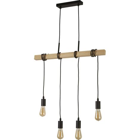 Searchlight Woody Sospensione 4 Luci, Legno Nero E Frassino (1/5)