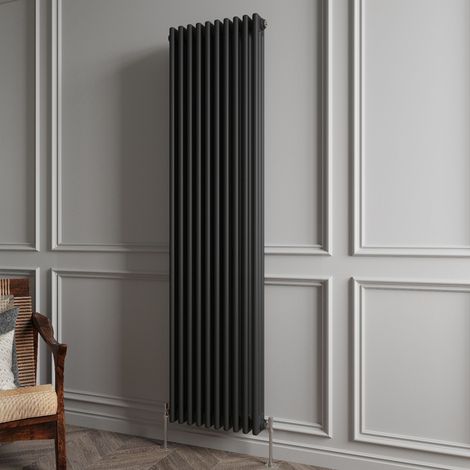Biubiubath Traditional Cast Iron Style Radiator Vertical 3 Column Black 1800x470mm (1/5)