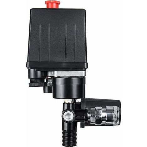 Pressostat/dépresseur pour compresseur d'air 220 V/380 V avec manomètre et régulateur de pression (90-120 psi). (1/5)