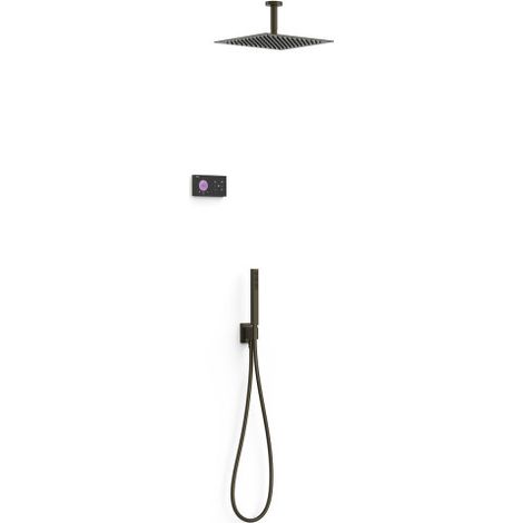 Kit douche robinet thermostatique électronique encastré à 2 voies Shower technology Noir Bronze - TRES 09288564KMB