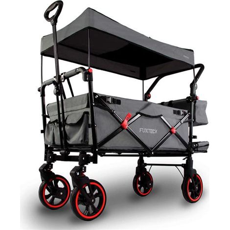 FUXLIFE by FUXTEC FX-CT850 Gris Carro de Mano Plegable Confort con espacio de carga ampliado, toldo parasol e interior acolchado Para jardín, camping y actividades al aire libre (1/5)