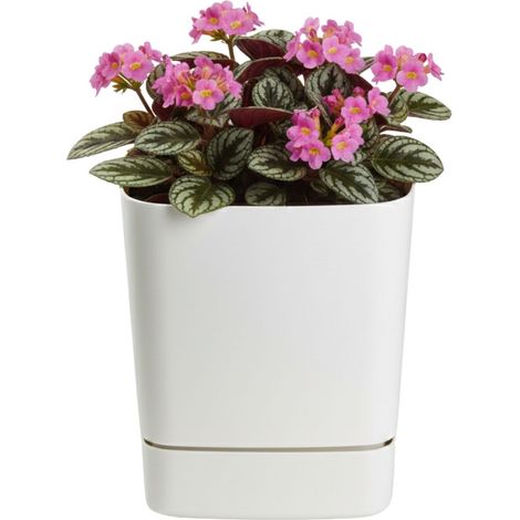 Vaso da fiori CUBI color crema riciclato con sottovaso 16x16 cm