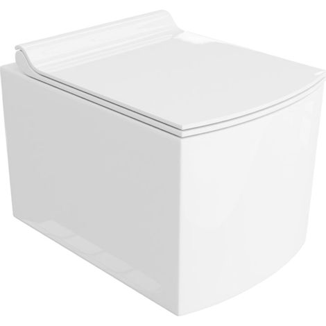 LAVITA Fago WC suspendu L'abattant de WC à chute lente WC suspendu sans bord WC 350x490x375 cm blanc brillant
