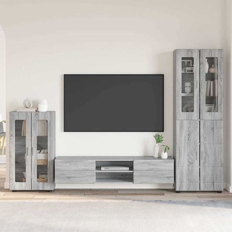vidaXL Ensemble meuble TV FLORIN 3 pc Gris Sonoma Bois d'ingénierie