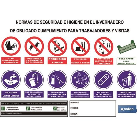 Panneau de signalisation multiple 1000 x 700 mm en verre composite pour serres et sécurité au travail