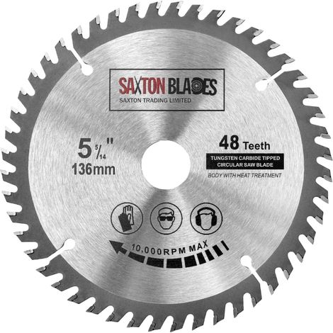 lame de scie circulaire pour le bois 136 mm x 20 mm (16 mm bague) x 48 dents compatible avec Bosch Makita etc (1/5)