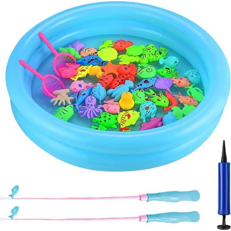 Jeu de pêche magnétique, 50 pièces, jouet aquatique pour enfants, extérieur, étanche, jouet de bain éducatif, cadeau idéal (1/5)
