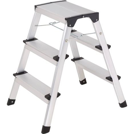 TOOLCRAFT TO-10104642 Alliage d'aluminium Escabeau double pliable, montage sans outils argent EN 141 (1/5)