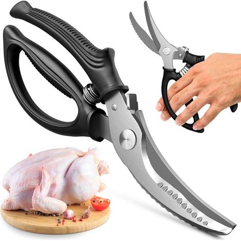 Ecleanfy - Couteaux à viande en acier inoxydable avec bords dentelés antidérapants et verrouillage de sécurité pour retirer les os. (1/5)