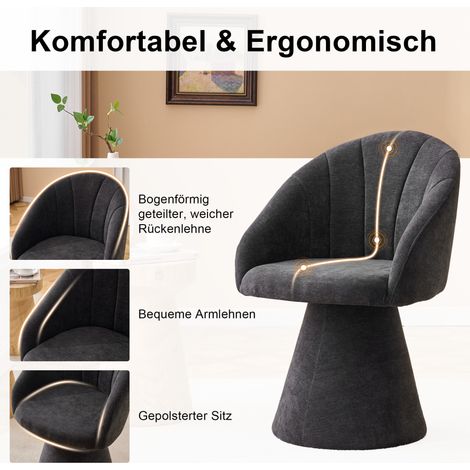 Moderner Polsterstuhl Esszimmerstuhl, Gepolsterter Stoff Küchenstuhl mit rundem Rücken, Armlehnenloser Designer Essstuhl als Akzentstuhl für Esszimmer Küche Wohnzimmer Schlafzimmer ,1er-Set –Grau (1/5)