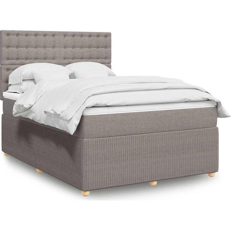 vidaXL Sommier à lattes de lit avec matelas Taupe 160x200 cm Tissu (1/5)