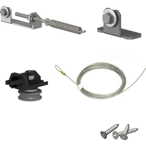 Slid'Up By Mantion – Kit de synchronisation pour 2 portes coulissantes SLID'UP 160 – Système d'ouverture simultanée – Câble 8m – Équerres de fixation et poulies