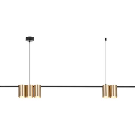 [NEUWERTIG] B-Ware Eco Light Hängelampe Genesis Hängeleuchte Alu Schwarz/Gold 5 X Gu10 Länge 100 Cm
