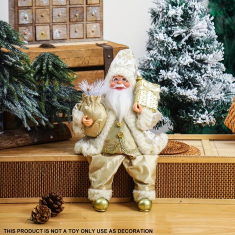 1 pièce. Décoration de Noël - Figurine du Père Noël assis, scène festive pour décoration intérieure, Halloween et automne, figurine de collection (1/5)