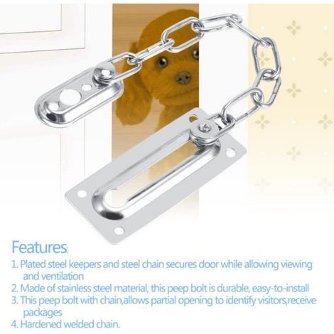 Chaîne De Sécurité - Acier Inoxydable - Pour Porte Intérieure - Longueur 20 Cm - 1 Pièce (1/4)
