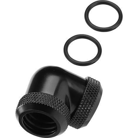 Coude à 90° torsadé de 14 mm de diamètre extérieur, raccord double pour tuyau rigide, refroidissement liquide, noir. (1/5)