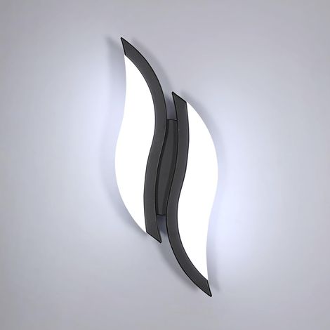GOECO Applique murali LED Moderno Forma creativa della foglia Lampada da Parete Bianco Freddo 6000K 12W Per camere da letto, soggiorni, corridoi e disimpegni Nero (1/5)