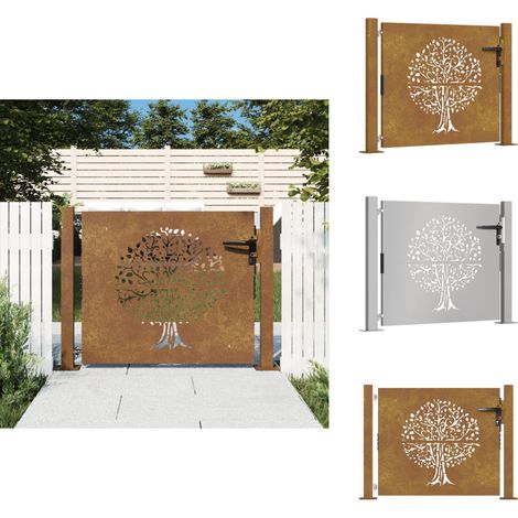 Portail de jardin 105x80 cm acier corten conception de l'arbre - Portail De Jardin - Portails Métalliques - Portail En Acier - Portail Extérieur - Clôture (1/5)