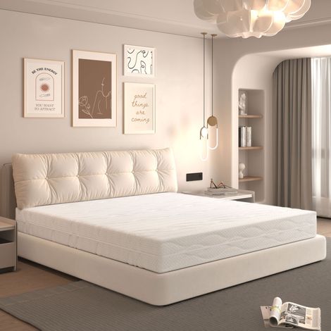 Matelas 90x200cm ressorts ensachés mousse 20cm Soutien ergonomique Blanc Bon soutien (1/5)