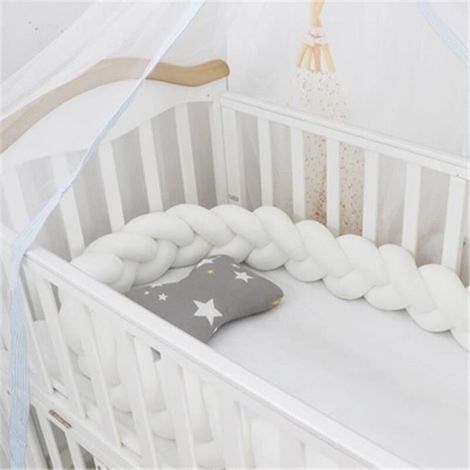 Tour de Lit Coussin Serpent 3M - Blanc - Pare-chocs Tressé - Protection Bébé (1/3)