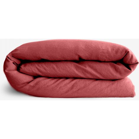 Housse de couette lin lavé - Sonate - 140 x 200 cm - Rouge - Livraison gratuite