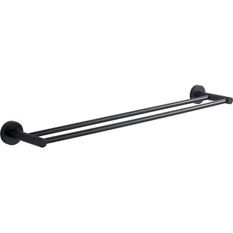 Aqualine Samba - Porte-serviettes double, longueur 65 cm, noir mat SB211