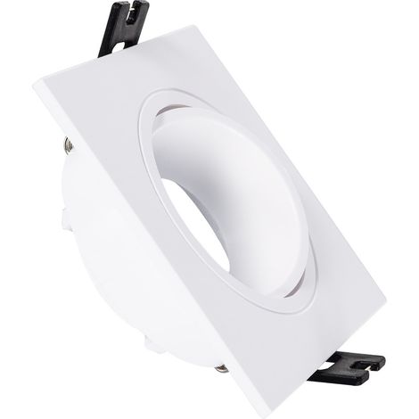 Aro Downlight Cuadrado Basculante PC para Bombilla LED GU10 / GU5.3  Blanco  (1/3)