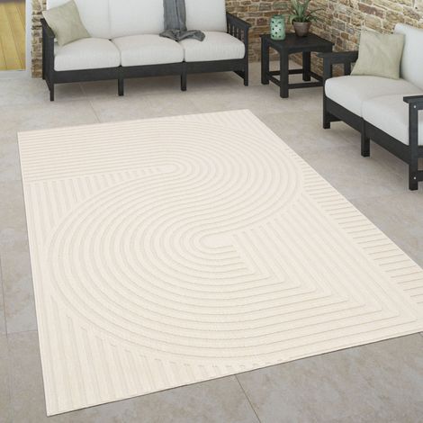 Paco Home Tapis Intérieur & Extérieur Terrasse Et Balcon Style Scandinave Résistant Aux 80x150 cm, Crème 2